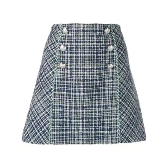 NWT Veronica Beard navy blue plaid mini skirt, 8 - Picture 12 of 16